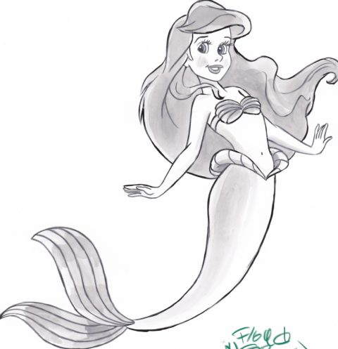 Floyd Norman Disney artist original hand drawn Little Mermaid sketch ...