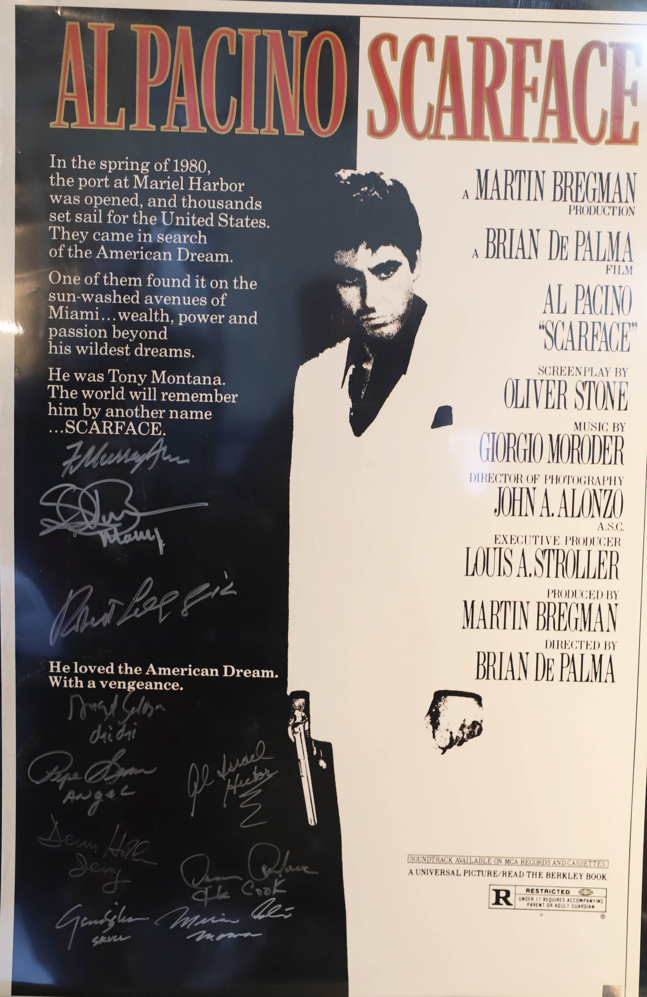 Scarface full size poster autographed by 10 - Fanboy Expo Store