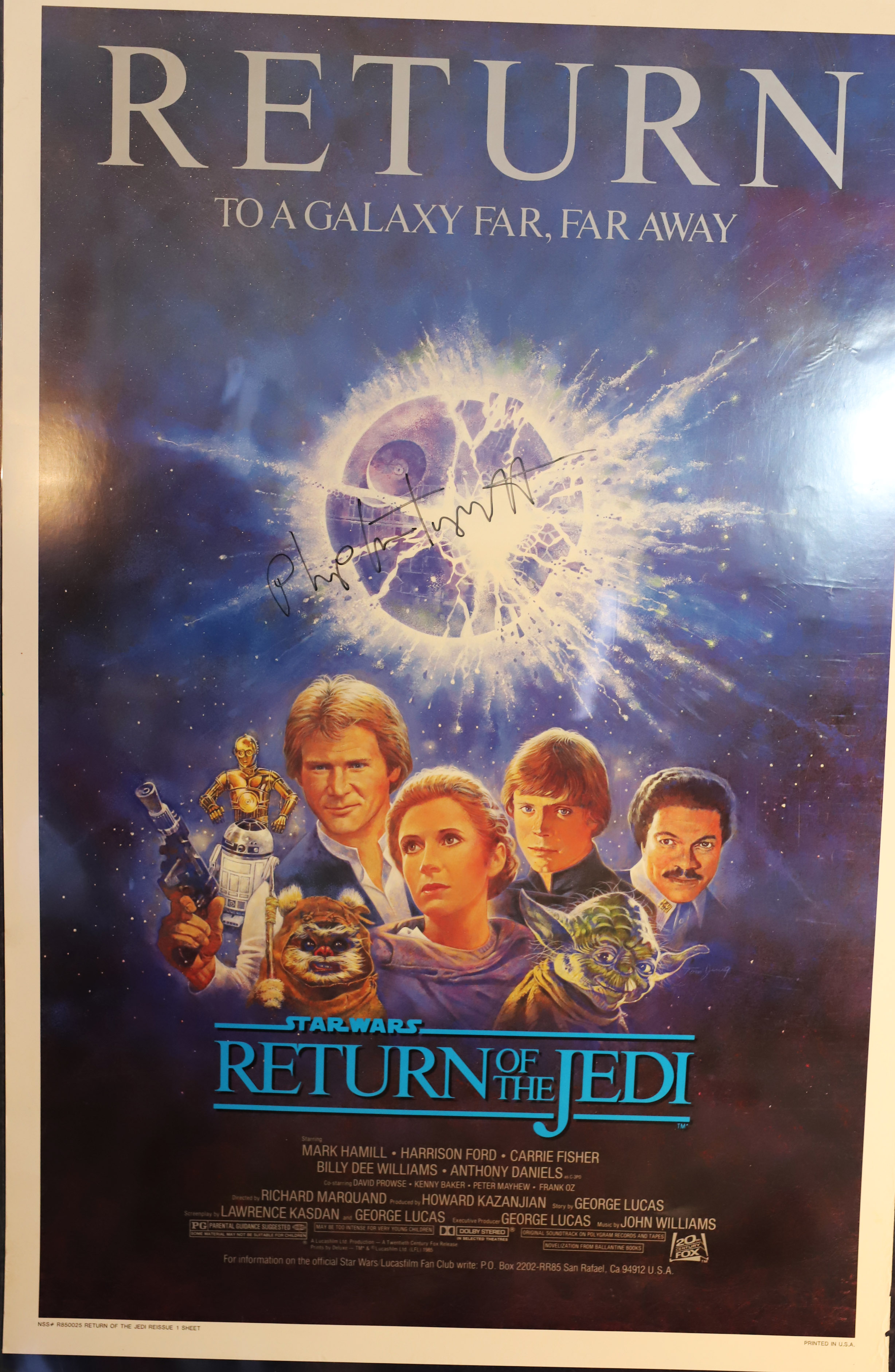 Return Of The Jedi R-85 reissue full size poster signed by Phil