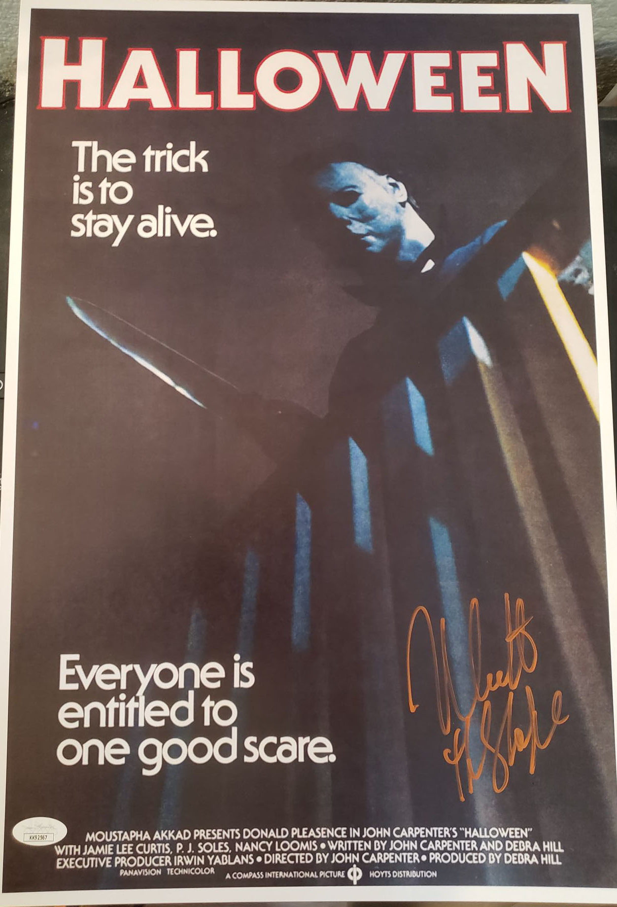 Halloween 12x18 poster signed by The Shape Nick Castle Fanboy Expo Store